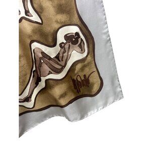 Ippolita Gray & Taupe Silk Abstract Sculpture Artwork Scarf